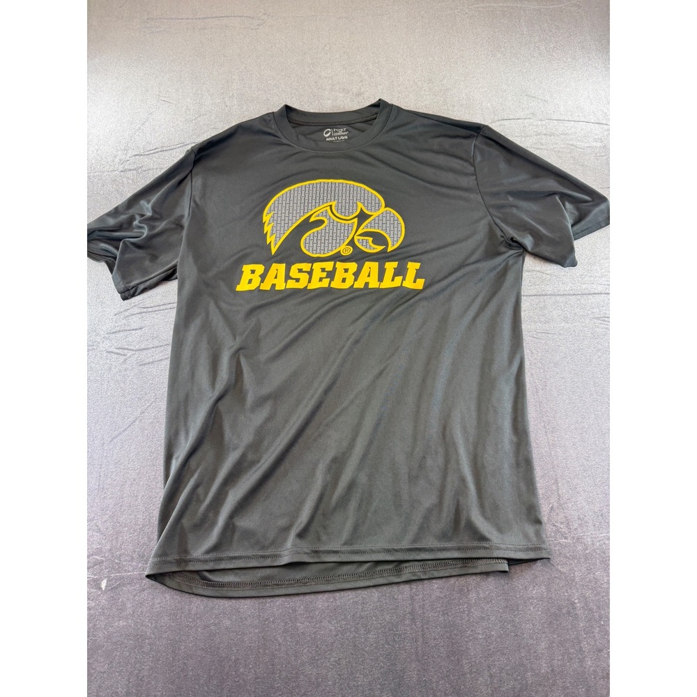 Port and Company Iowa Hawkeyes Baseball Shirt Mens Large Gray Performance Tee